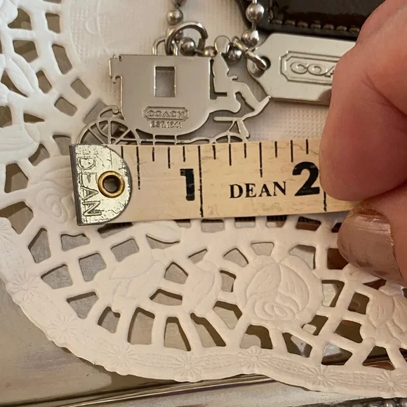 RARE Coach brown and silver hang tag - bag charm set - Picture 8 of 12